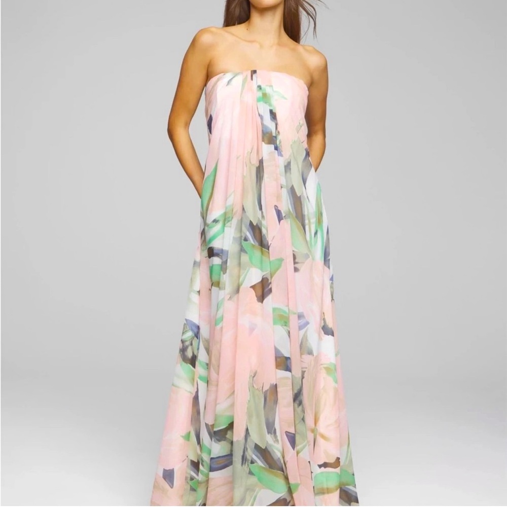 NWT White House Black Market Elegant Strapless Floral Maxi Dress